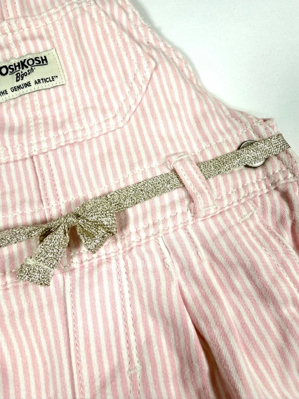 OSHKOSH BGOSH Girls Pink Stripe Overalls Size 9M Stripe Knit Jumpsuit Classic